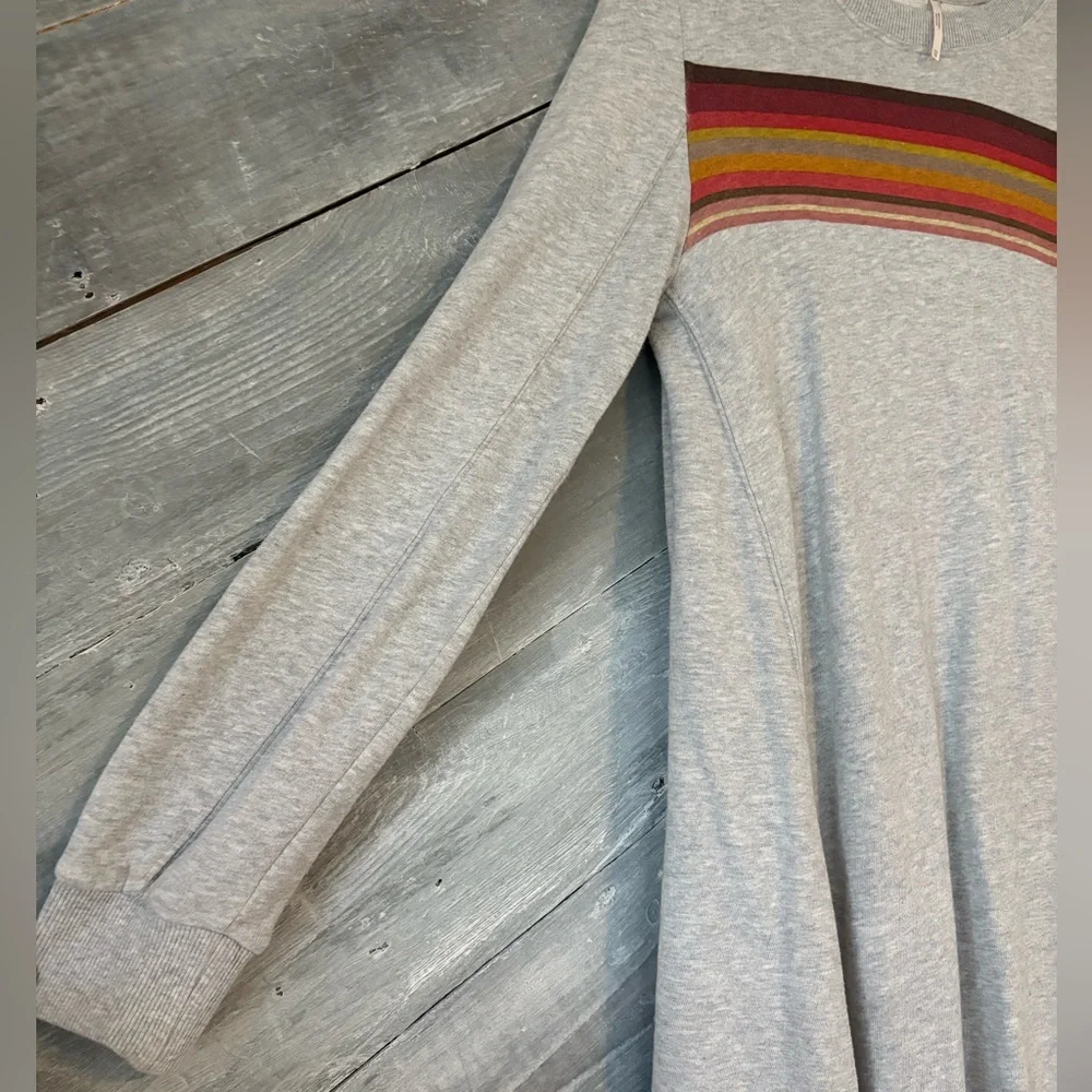 RARE Free People Sweatshirt Dress with Striped Accent - EUC - Picture 4 of 9